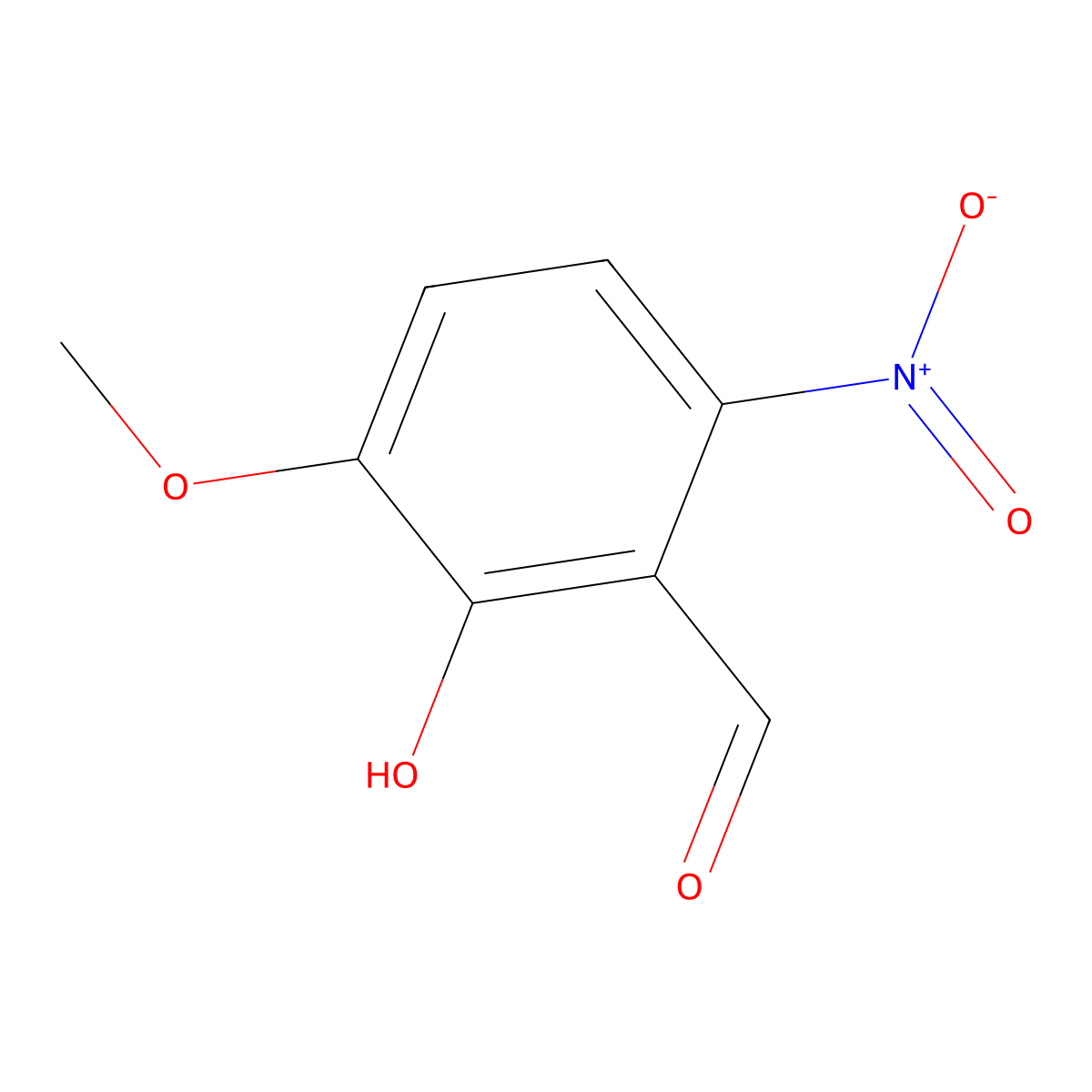 2-Hydroxy-3-methoxy-6-nitrobenzaldehyde molecular structure, CAS 2426-86-0