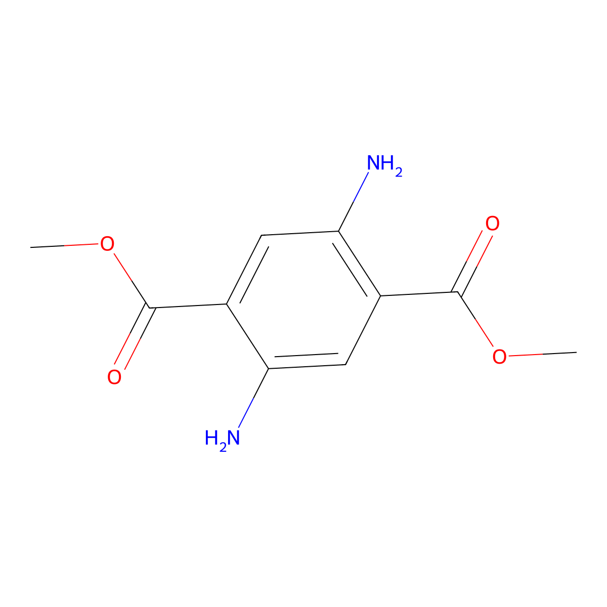 Dimethyl 2,5-diaminobenzene-1,4-dicarboxylate molecular structure, CAS 24260-55-7
