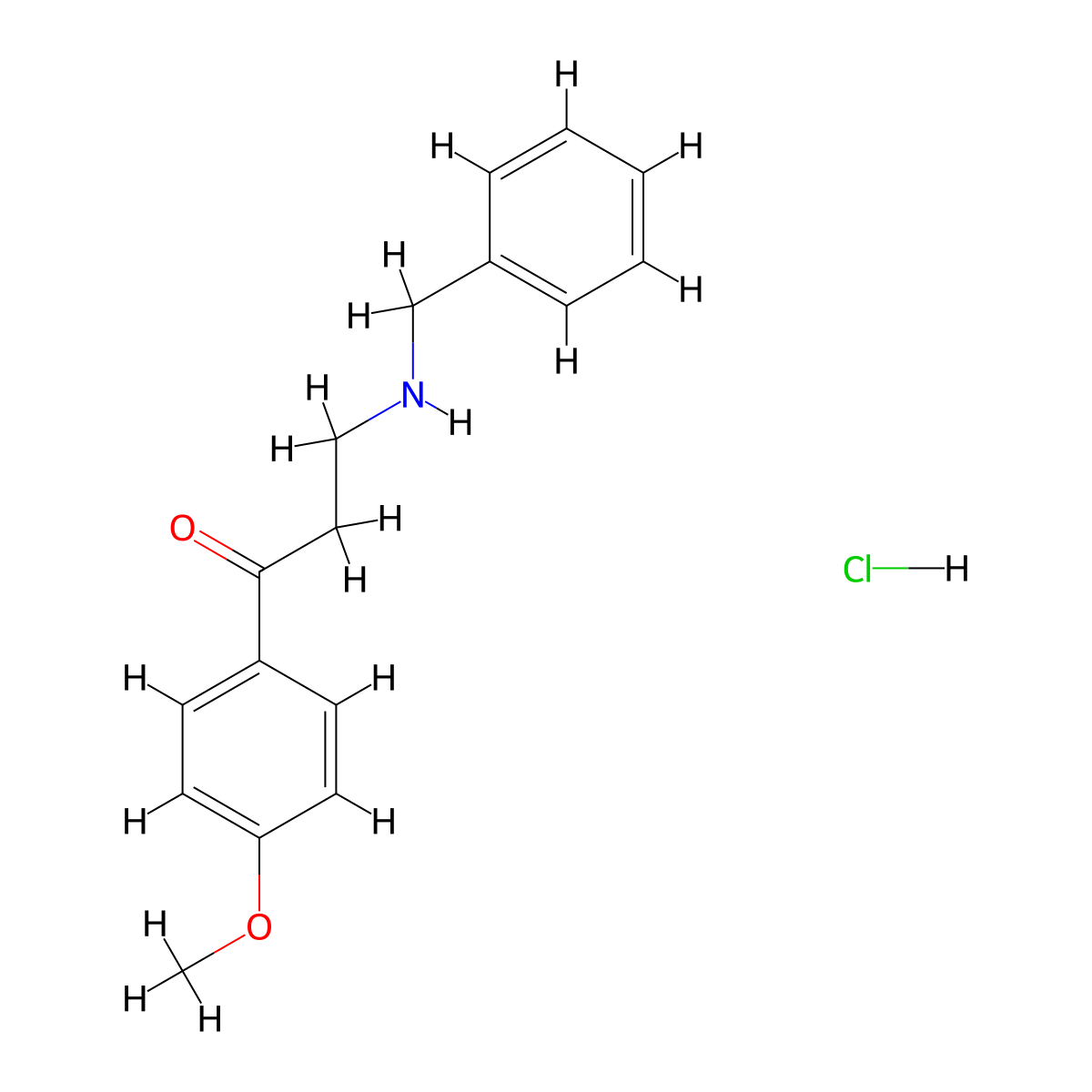 3-(Benzylamino)-1-(4-methoxyphenyl)propan-1-one--hydrogen chloride (1/1) molecular structure, CAS 24261-66-3