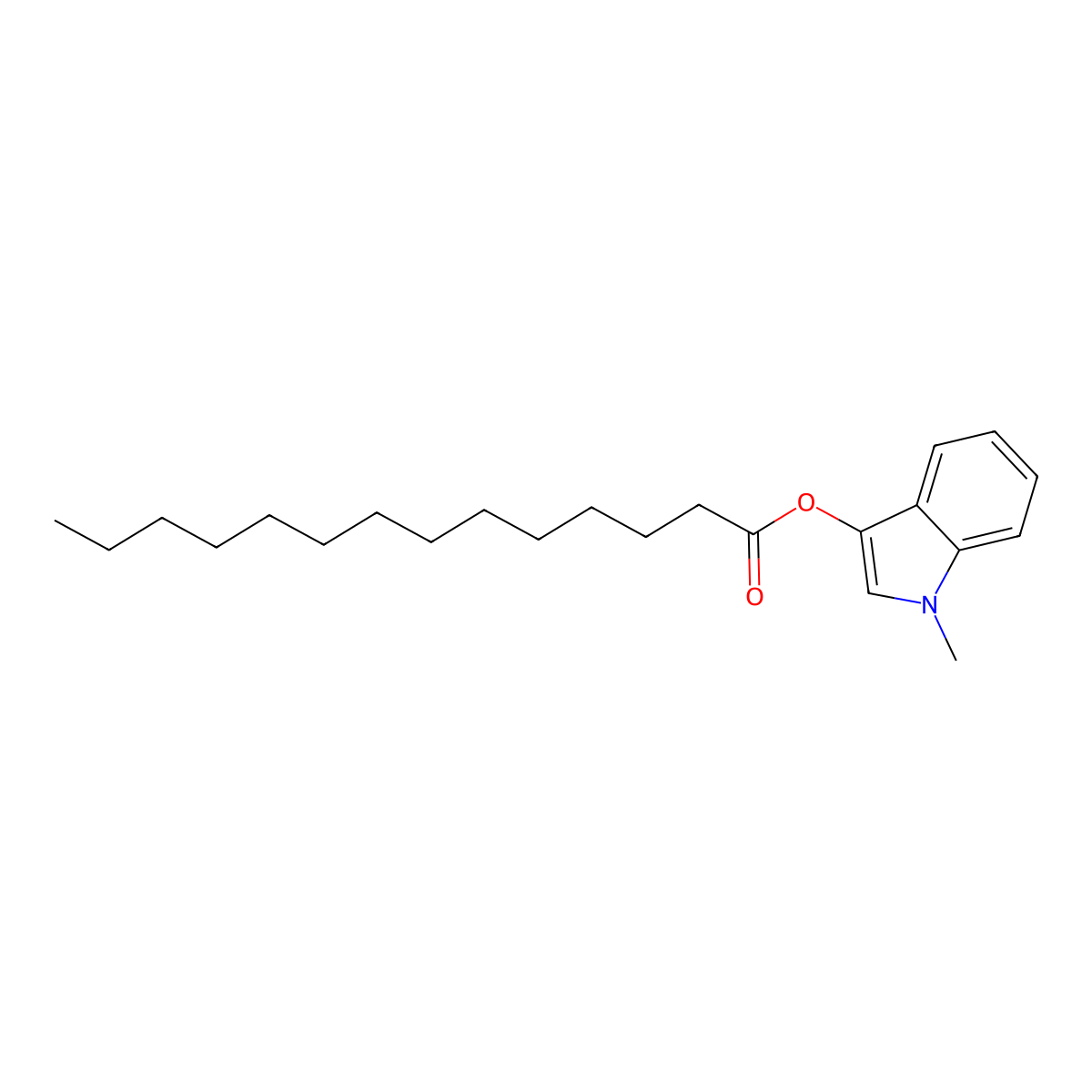 Tetradecanoic acid, 1-methyl-1H-indol-3-yl ester molecular structure, CAS 24263-92-1