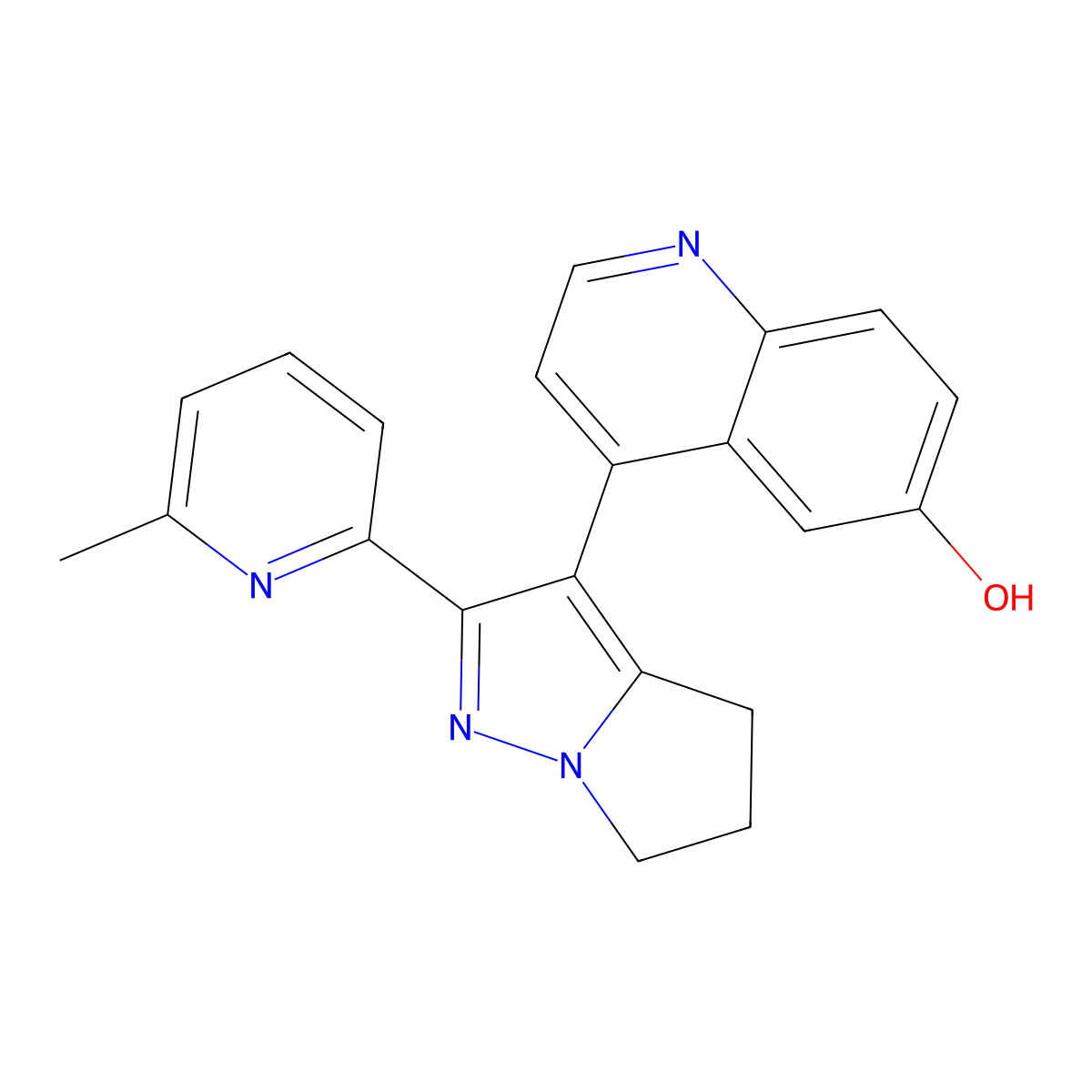 4-[2-(6-methyl-2-pyridinyl)-5,6-dihydro-4H-pyrrolo[1,2-b]pyrazol-3-yl]quinolin-6-ol molecular structure, CAS 2426547-83-1