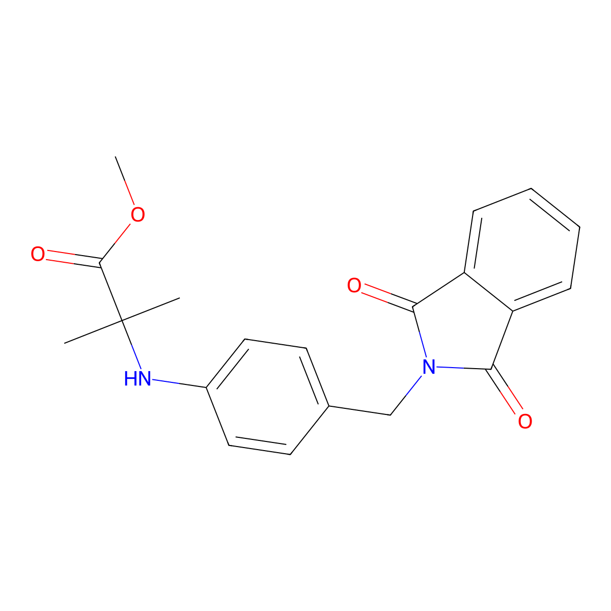 Methyl 2-((4-((1,3-dioxoisoindolin-2-yl)methyl)phenyl)amino)-2-methylpropanoate molecular structure, CAS 2426570-38-7