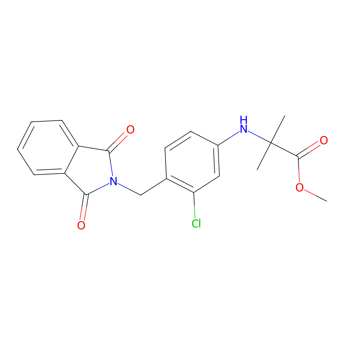 Methyl 2-((3-chloro-4-((1,3-dioxoisoindolin-2-yl)methyl)phenyl)amino)-2-methylpropanoate molecular structure, CAS 2426570-41-2