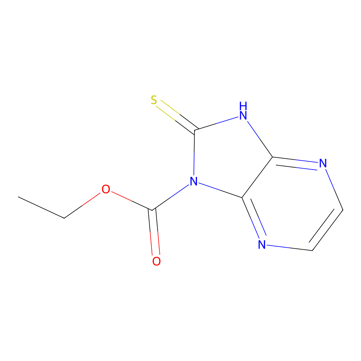 Ethyl 2-mercapto-1H-imidazo[4,5-B]pyrazine-1-carboxylate molecular structure, CAS 2426639-48-5