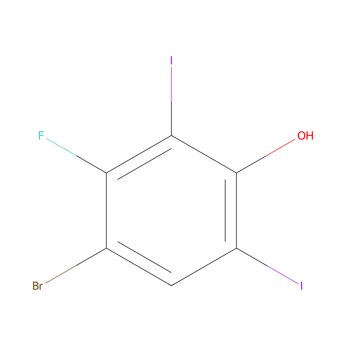 4-Bromo-3-fluoro-2,6-diiodophenol molecular structure, CAS 2426639-62-3