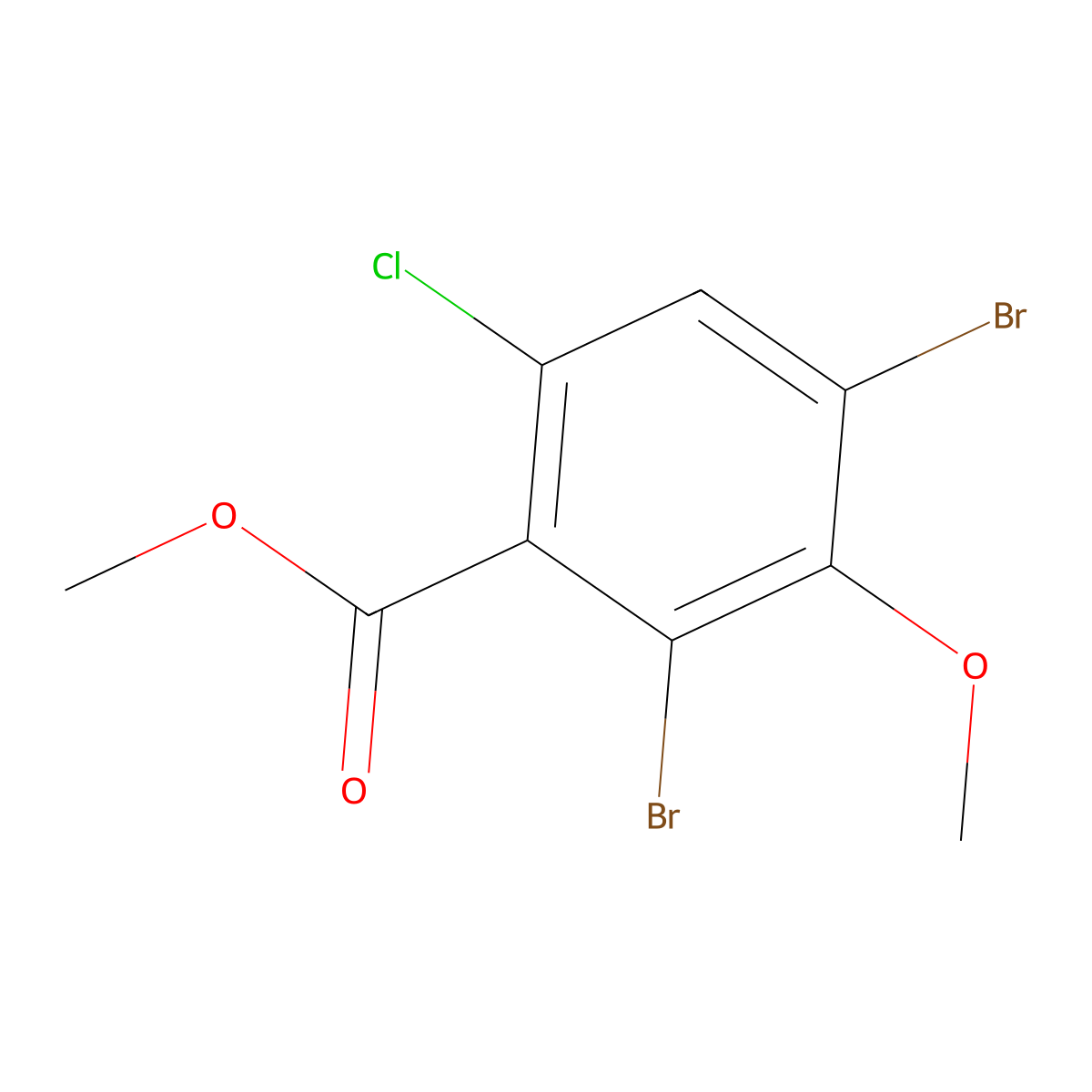 Methyl 2,4-dibromo-6-chloro-3-methoxybenzoate molecular structure, CAS 2426639-66-7