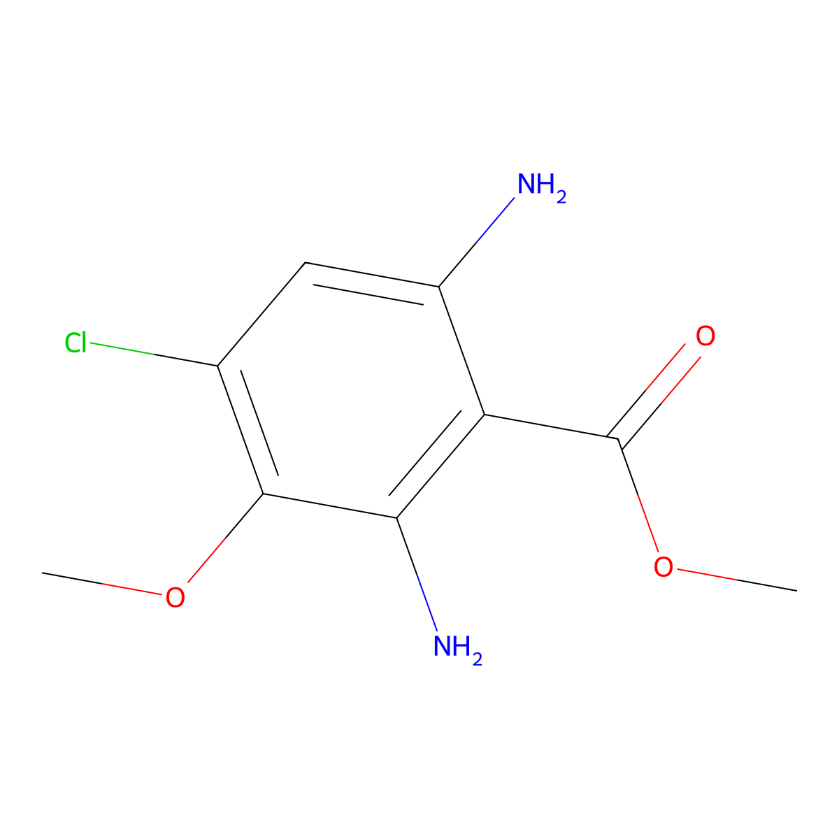 Methyl 2,6-diamino-4-chloro-3-methoxybenzoate molecular structure, CAS 2426639-75-8