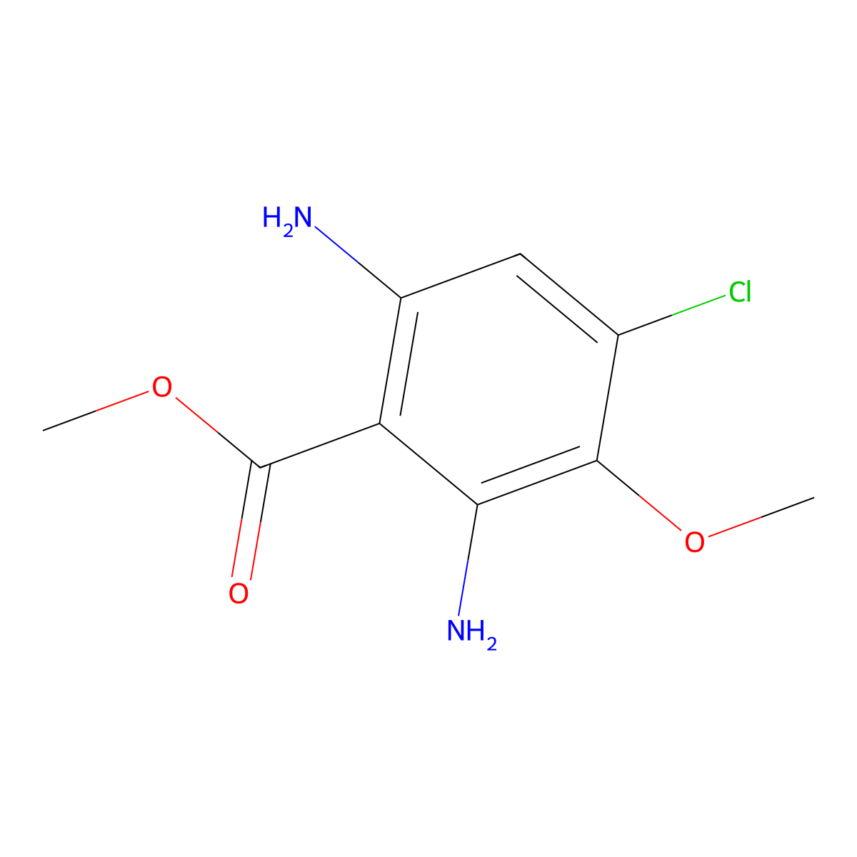 Methyl 2,6-diamino-4-chloro-3-methoxybenzoate molecular structure, CAS 2426639-75-8