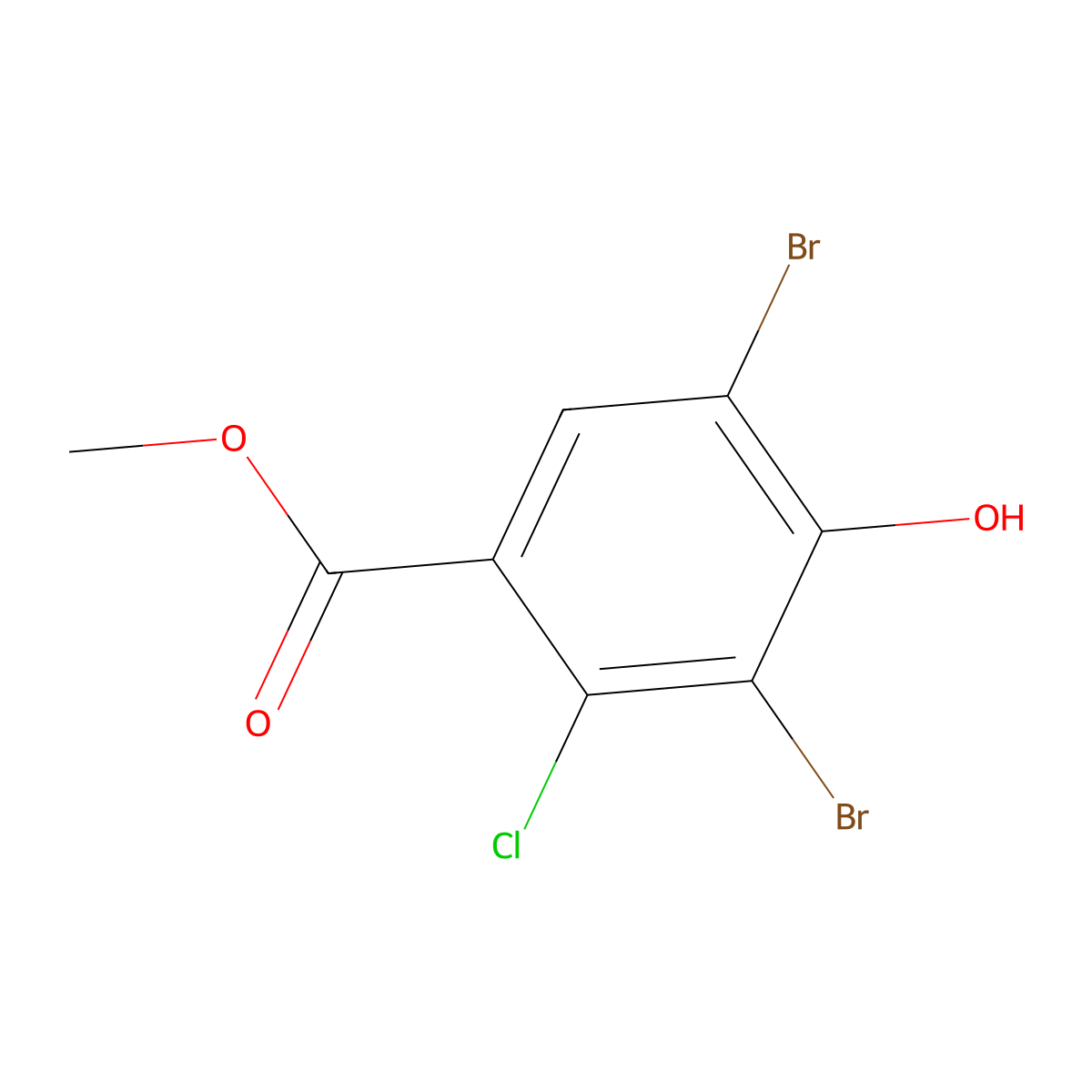 Methyl 3,5-dibromo-2-chloro-4-hydroxybenzoate molecular structure, CAS 2426639-76-9