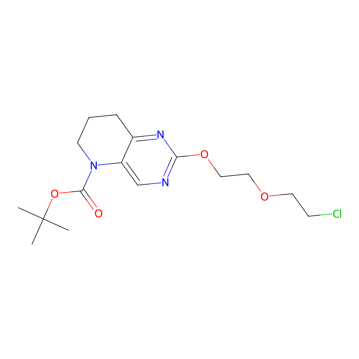 Tert-butyl 2-(2-(2-chloroethoxy)ethoxy)-7,8-dihydropyrido[3,2-D]pyrimidine-5(6H)-carboxylate molecular structure, CAS 2426639-84-9