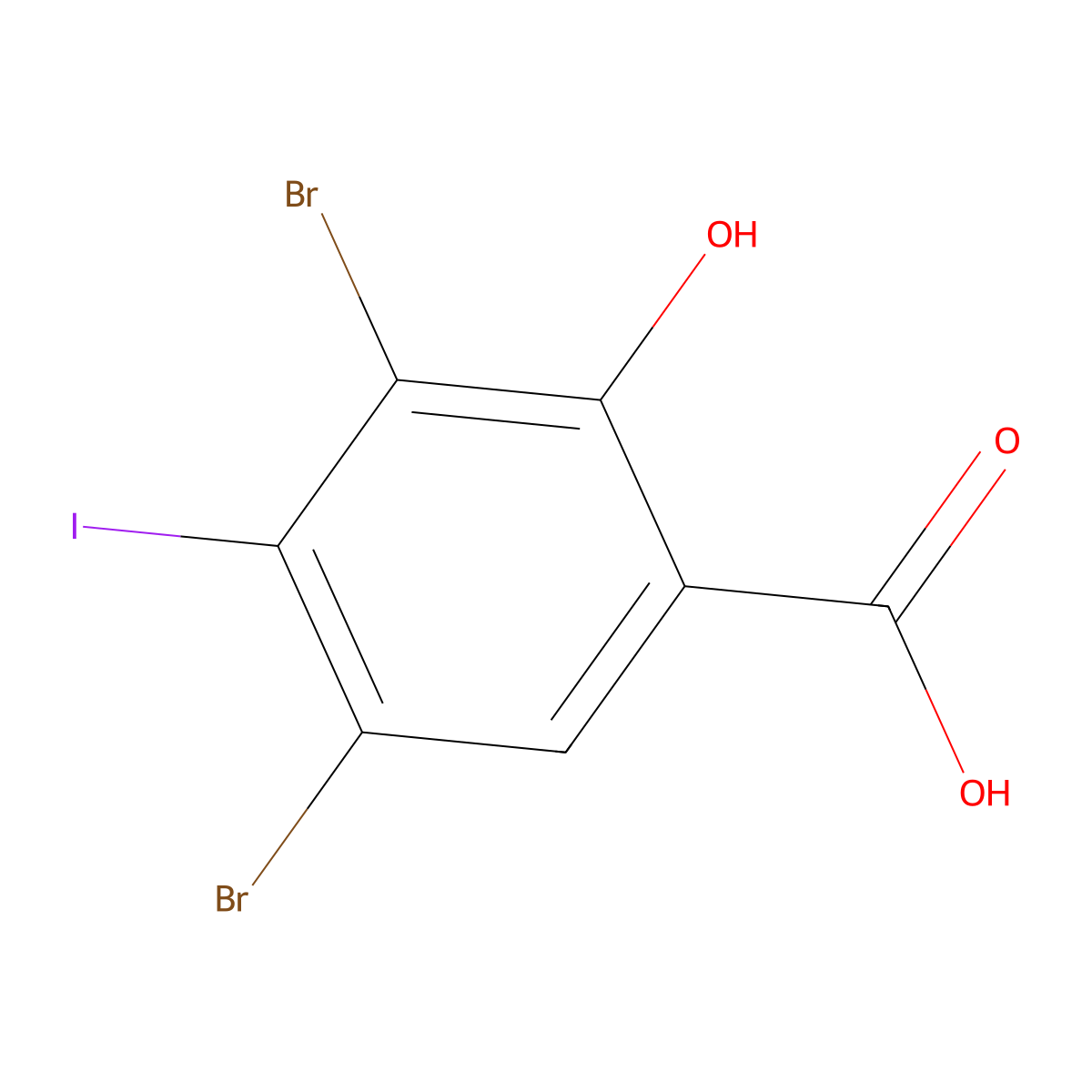 3,5-Dibromo-2-hydroxy-4-iodo-benzoic acid molecular structure, CAS 2426639-86-1