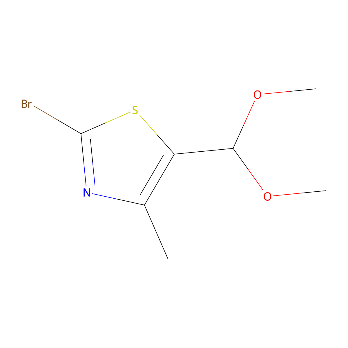 2-Bromo-5-(dimethoxymethyl)-4-methylthiazole molecular structure, CAS 2426639-89-4