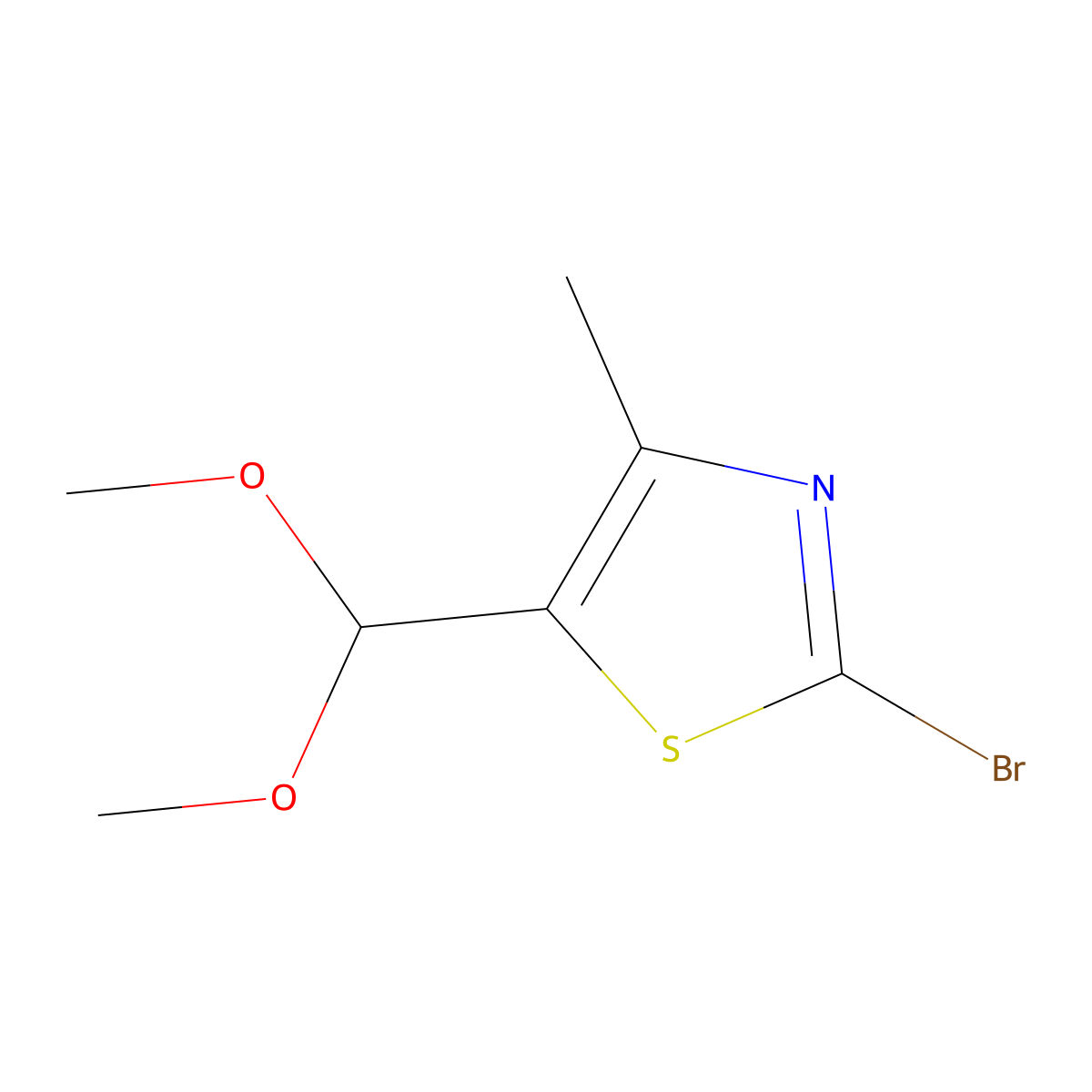 2-Bromo-5-(dimethoxymethyl)-4-methylthiazole molecular structure, CAS 2426639-89-4