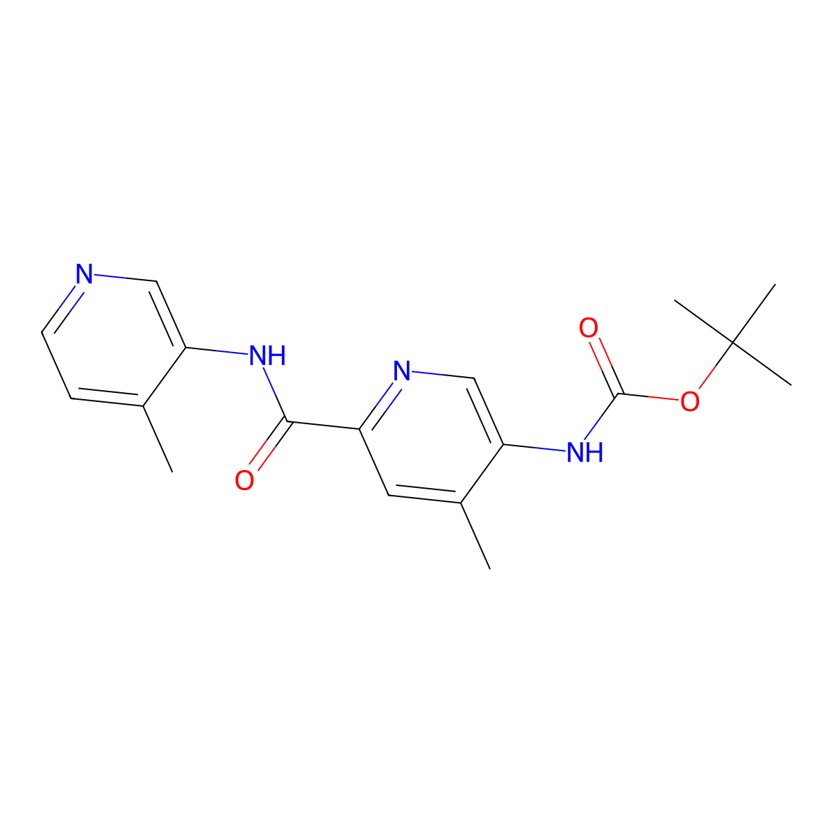Tert-butyl (4-methyl-6-((4-methylpyridin-3-YL)carbamoyl)pyridin-3-YL)carbamate molecular structure, CAS 2426639-93-0