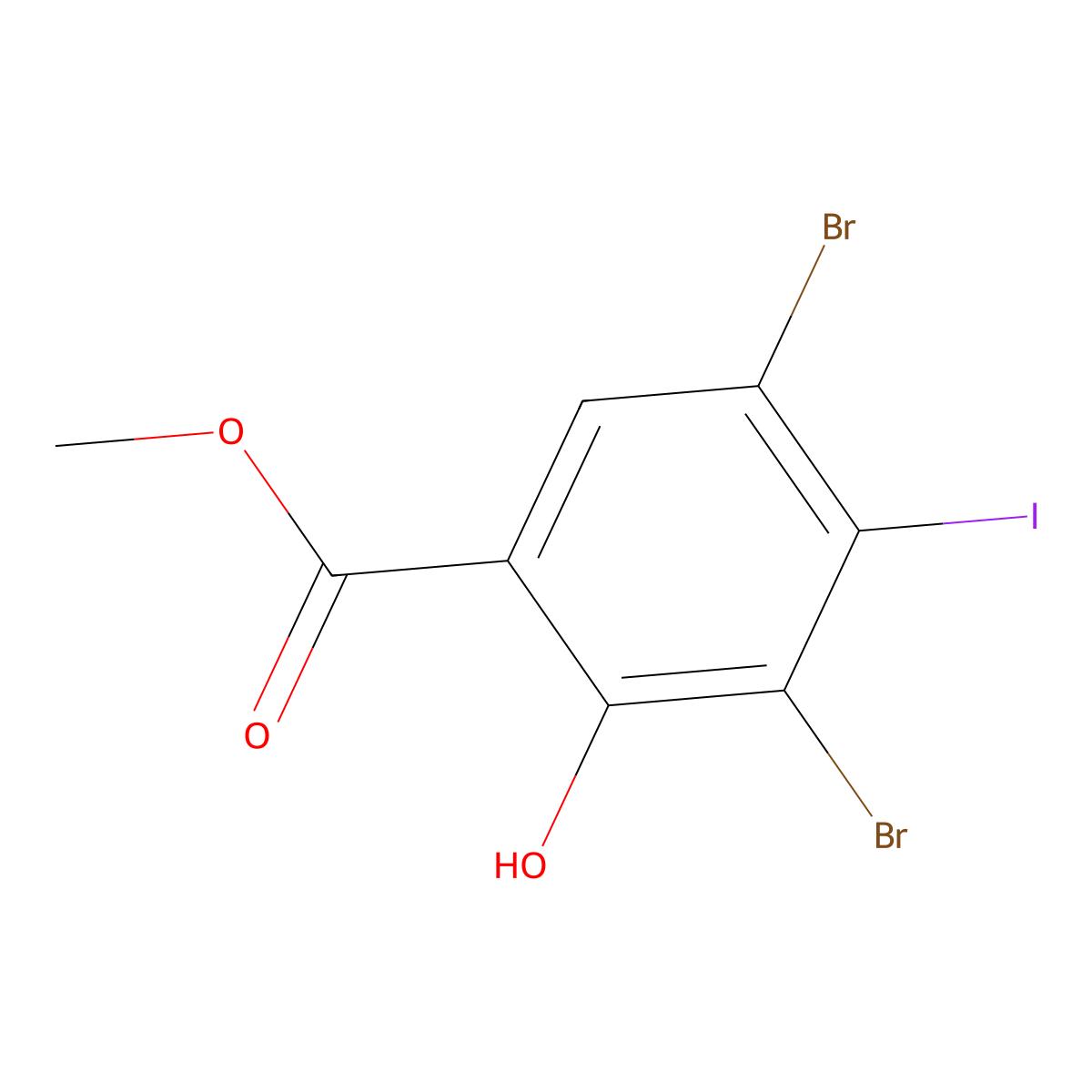 Methyl 3,5-dibromo-2-hydroxy-4-iodobenzoate molecular structure, CAS 2426639-94-1