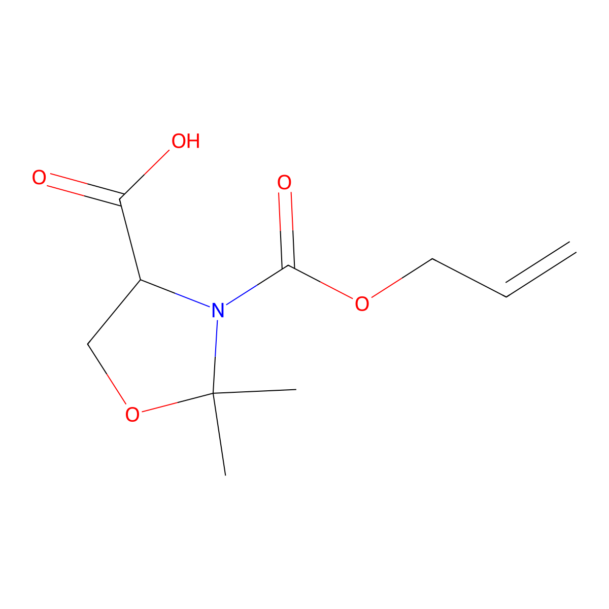 (4S)-2,2-dimethyl-3-[(prop-2-en-1-yloxy)carbonyl]-1,3-oxazolidine-4-carboxylic acid molecular structure, CAS 2426661-50-7