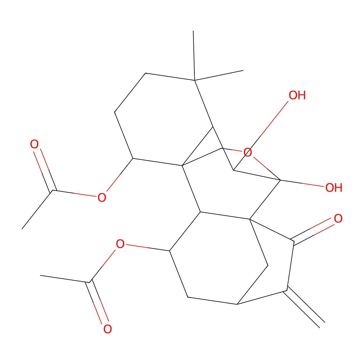 (3-Acetyloxy-9,10-dihydroxy-12,12-dimethyl-6-methylidene-7-oxo-17-oxapentacyclo[7.6.2.15,8.01,11.02,8]octadecan-15-yl) acetate molecular structure, CAS 24267-69-4