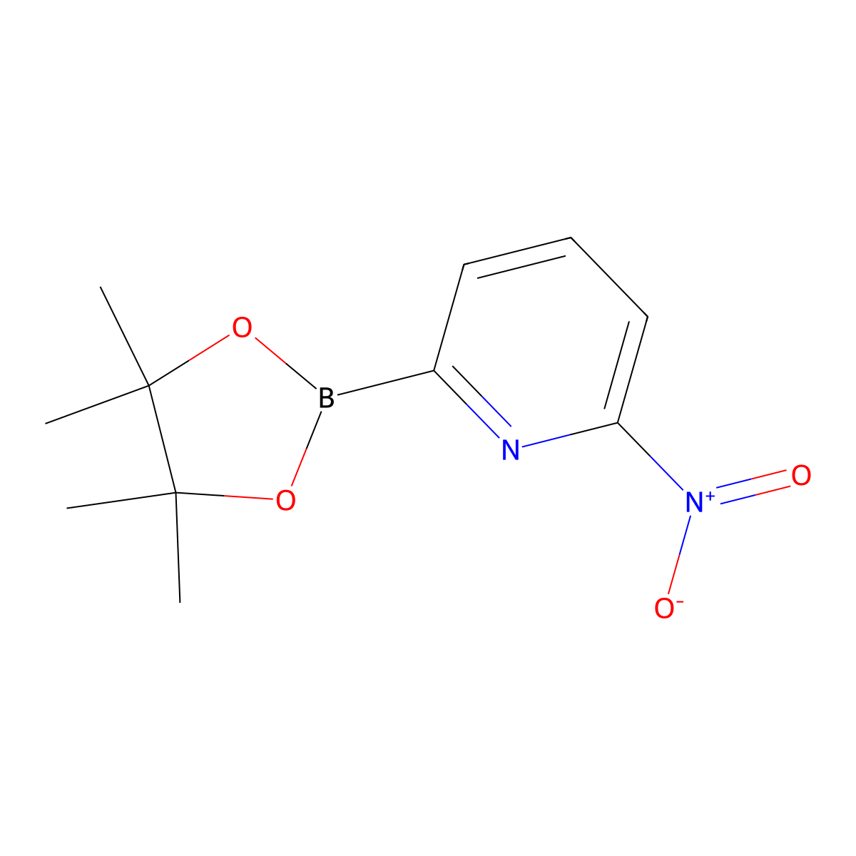 2-Nitro-6-(tetramethyl-1,3,2-dioxaborolan-2-yl)pyridine molecular structure, CAS 2426705-84-0