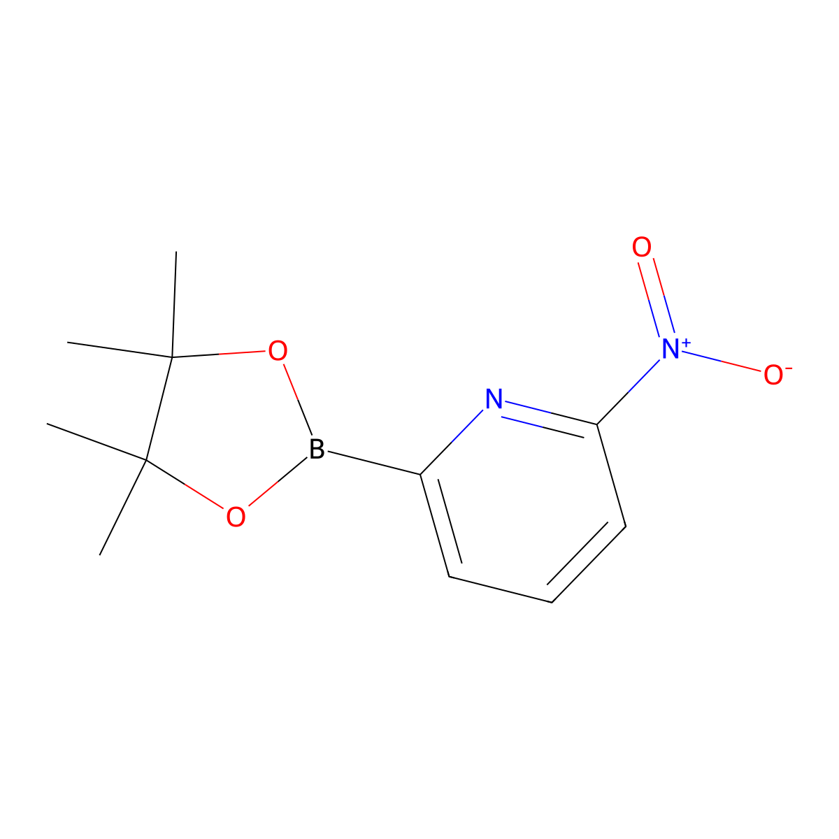 2-Nitro-6-(tetramethyl-1,3,2-dioxaborolan-2-yl)pyridine molecular structure, CAS 2426705-84-0