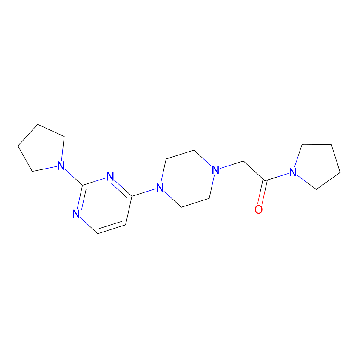 1-(Pyrrolidin-1-yl)-2-{4-[2-(pyrrolidin-1-yl)pyrimidin-4-yl]piperazin-1-yl}ethan-1-one molecular structure, CAS 2426935-75-1