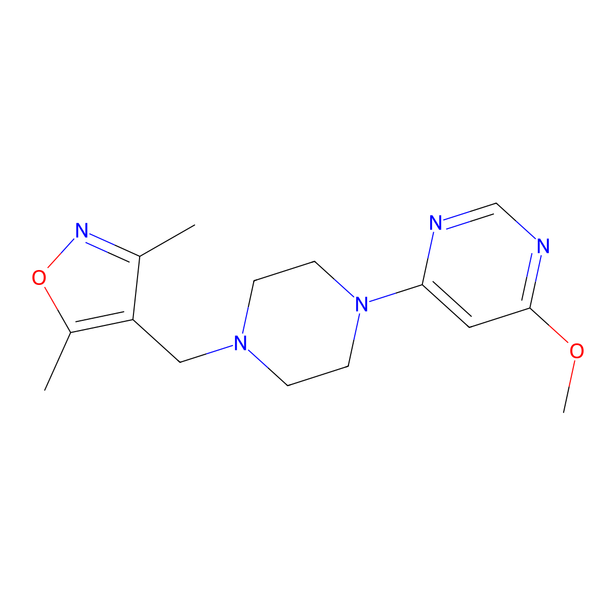 4-{4-[(3,5-Dimethyl-1,2-oxazol-4-yl)methyl]piperazin-1-yl}-6-methoxypyrimidine molecular structure, CAS 2427138-77-8