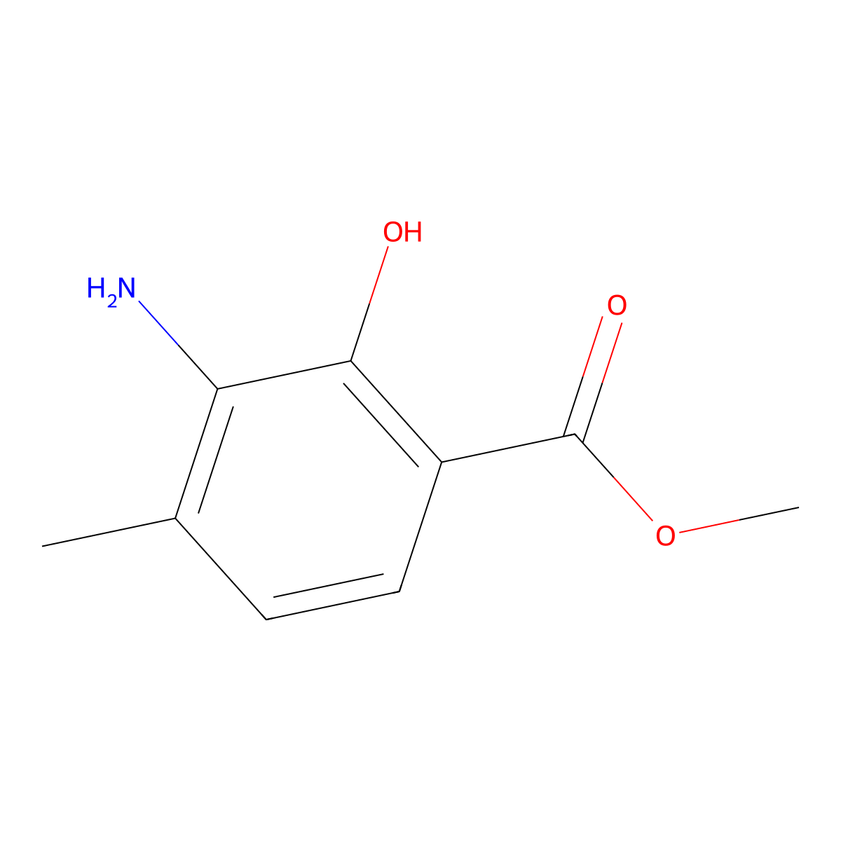 Methyl 3-amino-2-hydroxy-4-methylbenzoate molecular structure, CAS 24279-15-0