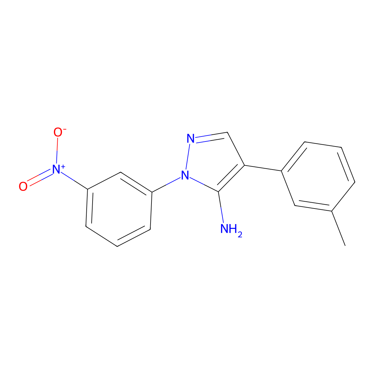 4-(3-methylphenyl)-1-(3-nitrophenyl)-1H-pyrazol-5-amine molecular structure, CAS 242797-14-4