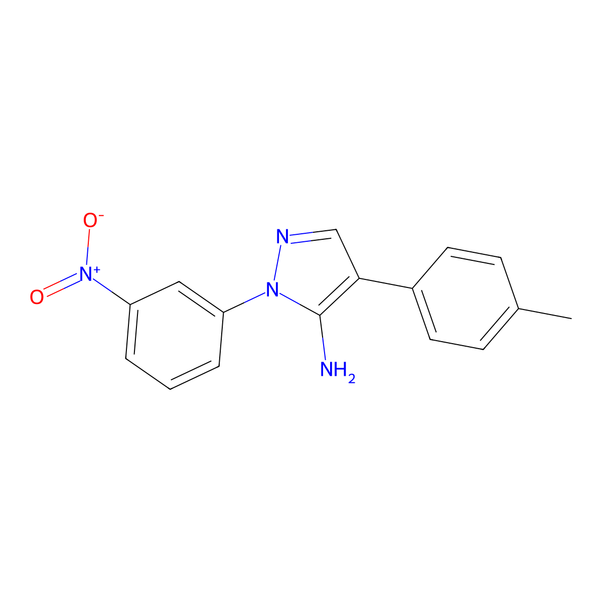 4-(4-Methylphenyl)-1-(3-nitrophenyl)-1H-pyrazol-5-amine molecular structure, CAS 242797-18-8
