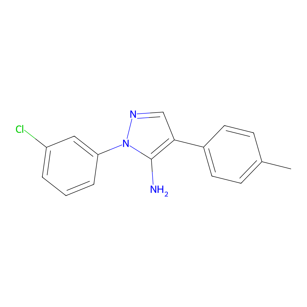 1-(3-chlorophenyl)-4-(4-methylphenyl)-1H-pyrazol-5-amine molecular structure, CAS 242797-19-9