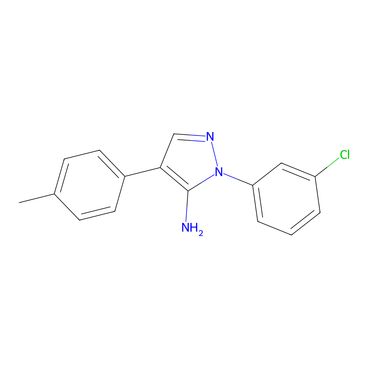 1-(3-chlorophenyl)-4-(4-methylphenyl)-1H-pyrazol-5-amine molecular structure, CAS 242797-19-9