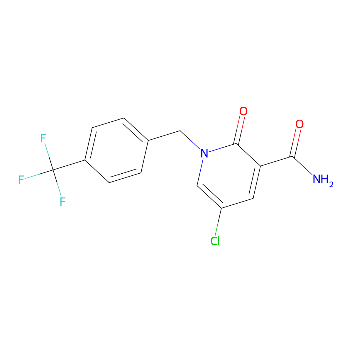 5-Chloro-2-oxo-1-(4-(trifluoromethyl)benzyl)-1,2-dihydro-3-pyridinecarboxamide molecular structure, CAS 242797-20-2