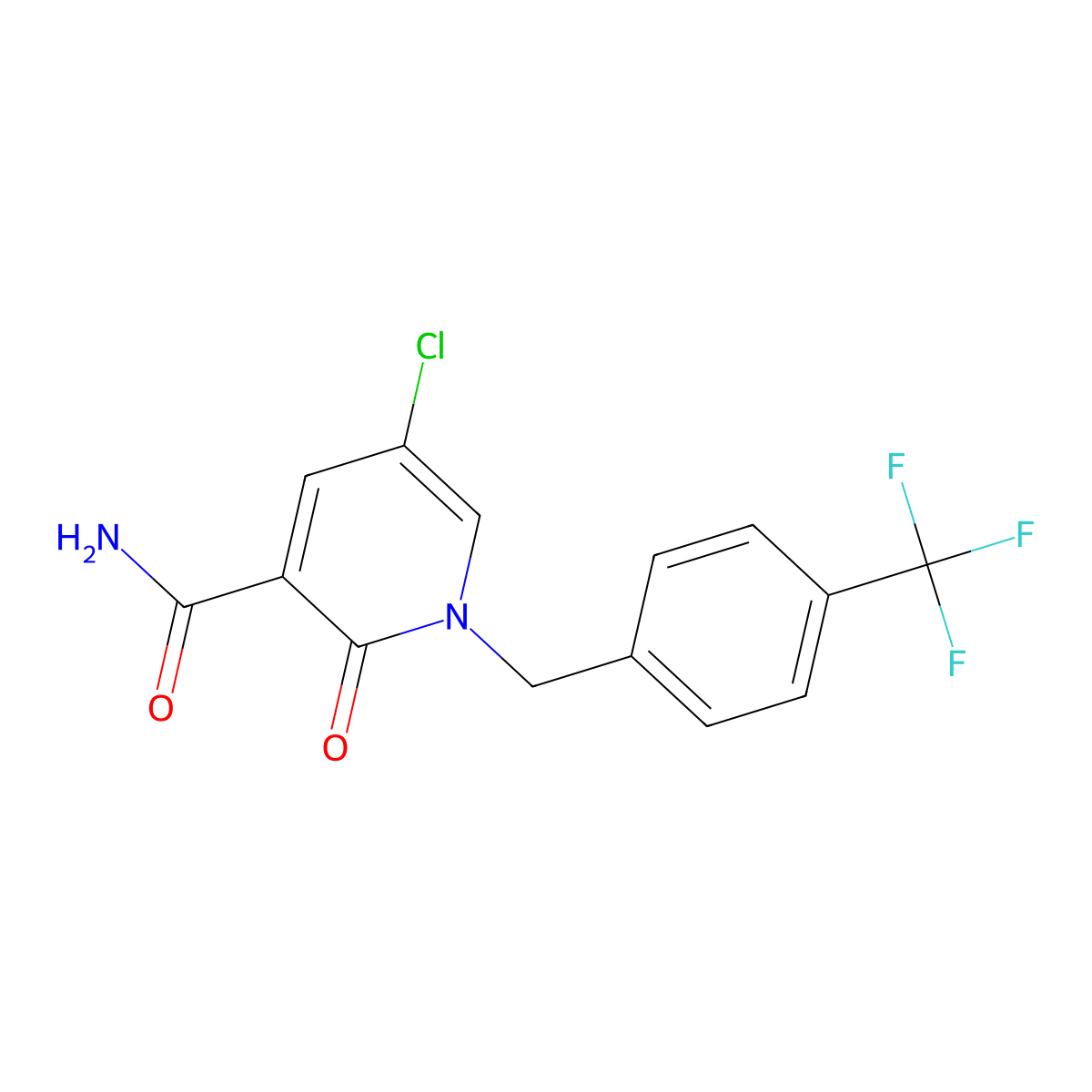 5-Chloro-2-oxo-1-(4-(trifluoromethyl)benzyl)-1,2-dihydro-3-pyridinecarboxamide molecular structure, CAS 242797-20-2