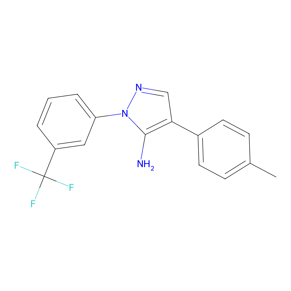4-(4-methylphenyl)-1-[3-(trifluoromethyl)phenyl]-1H-pyrazol-5-amine molecular structure, CAS 242797-23-5