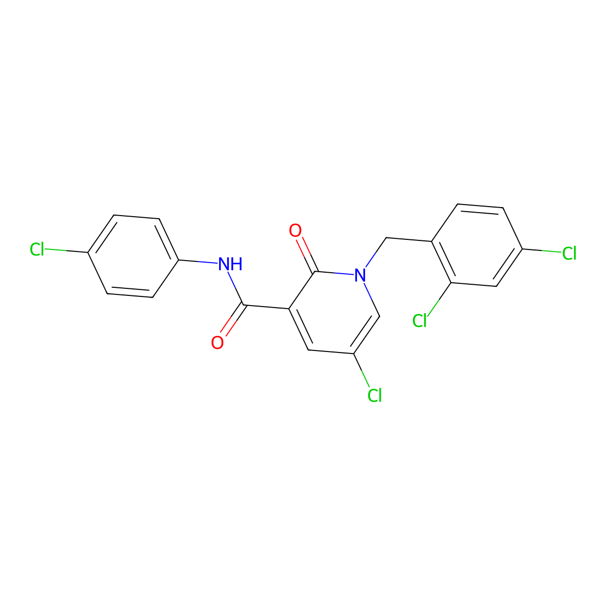 5-chloro-N-(4-chlorophenyl)-1-(2,4-dichlorobenzyl)-2-oxo-1,2-dihydro-3-pyridinecarboxamide molecular structure, CAS 242797-24-6