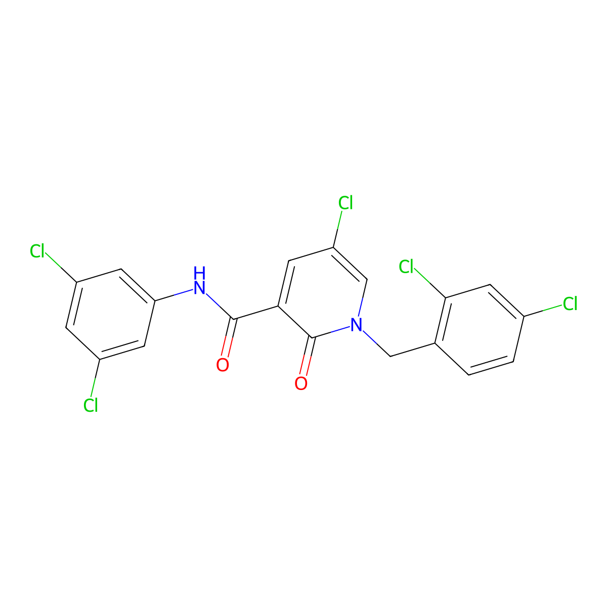 5-chloro-1-(2,4-dichlorobenzyl)-N-(3,5-dichlorophenyl)-2-oxo-1,2-dihydro-3-pyridinecarboxamide molecular structure, CAS 242797-25-7