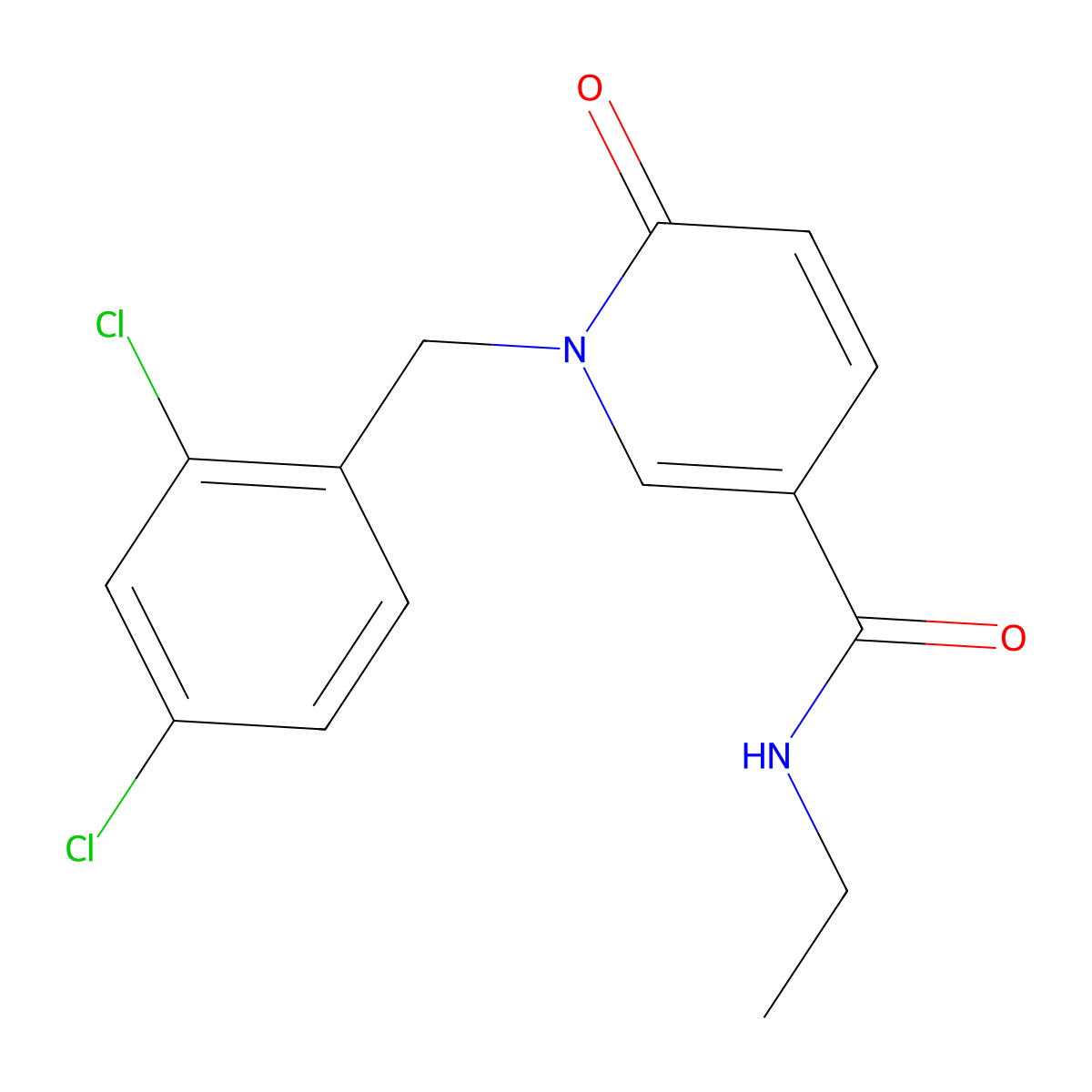 1-((2,4-Dichlorophenyl)methyl)-N-ethyl-1,6-dihydro-6-oxo-3-pyridinecarboxamide molecular structure, CAS 242797-35-9