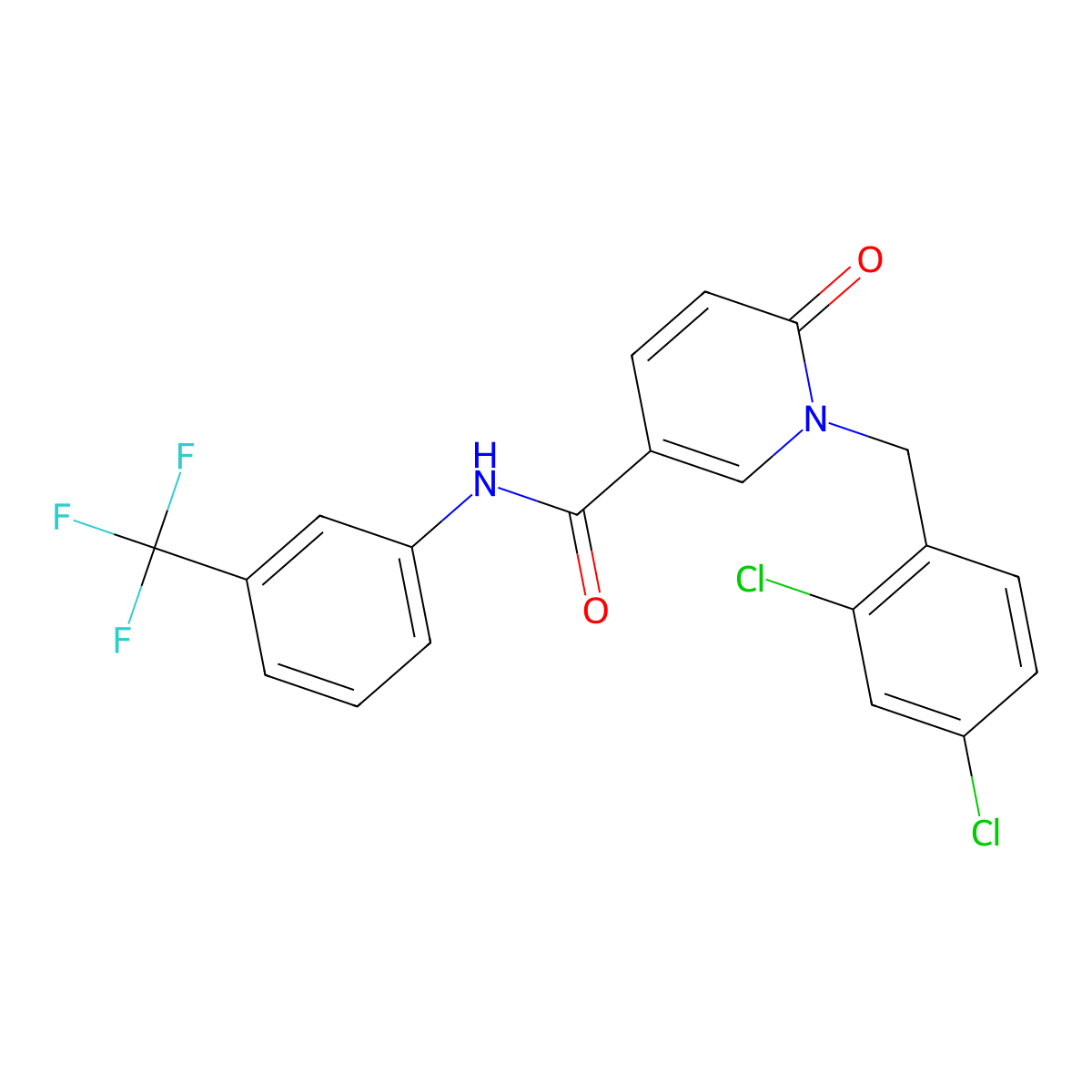 1-[(2,4-dichlorophenyl)methyl]-6-oxo-N-[3-(trifluoromethyl)phenyl]pyridine-3-carboxamide molecular structure, CAS 242797-39-3