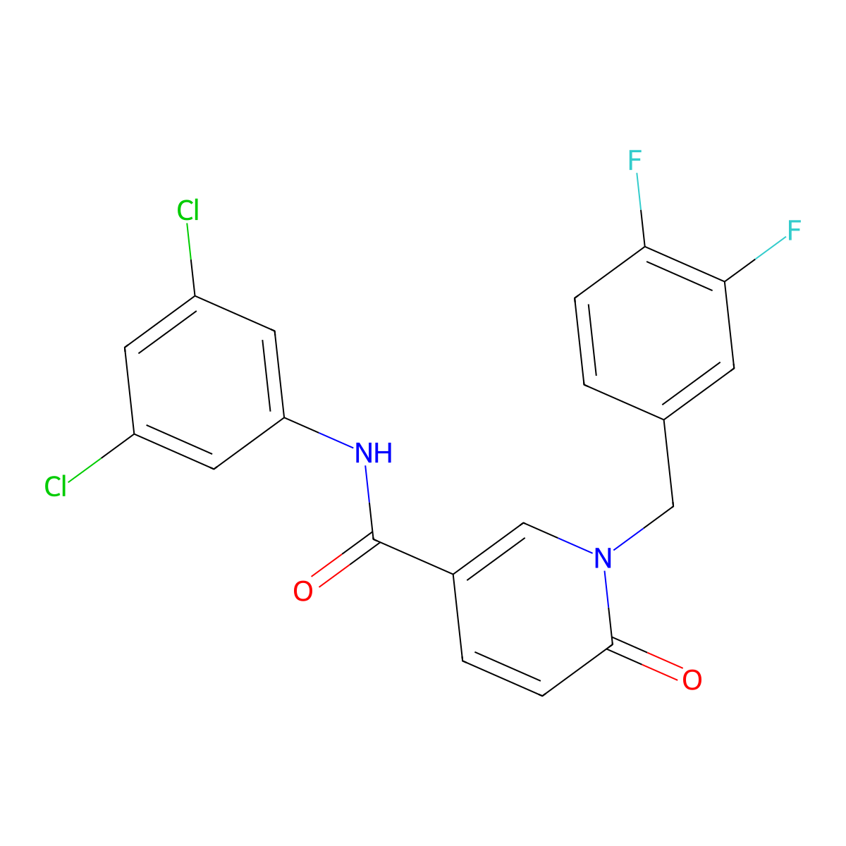 N-(3,5-dichlorophenyl)-1-(3,4-difluorobenzyl)-6-oxo-1,6-dihydro-3-pyridinecarboxamide molecular structure, CAS 242797-42-8