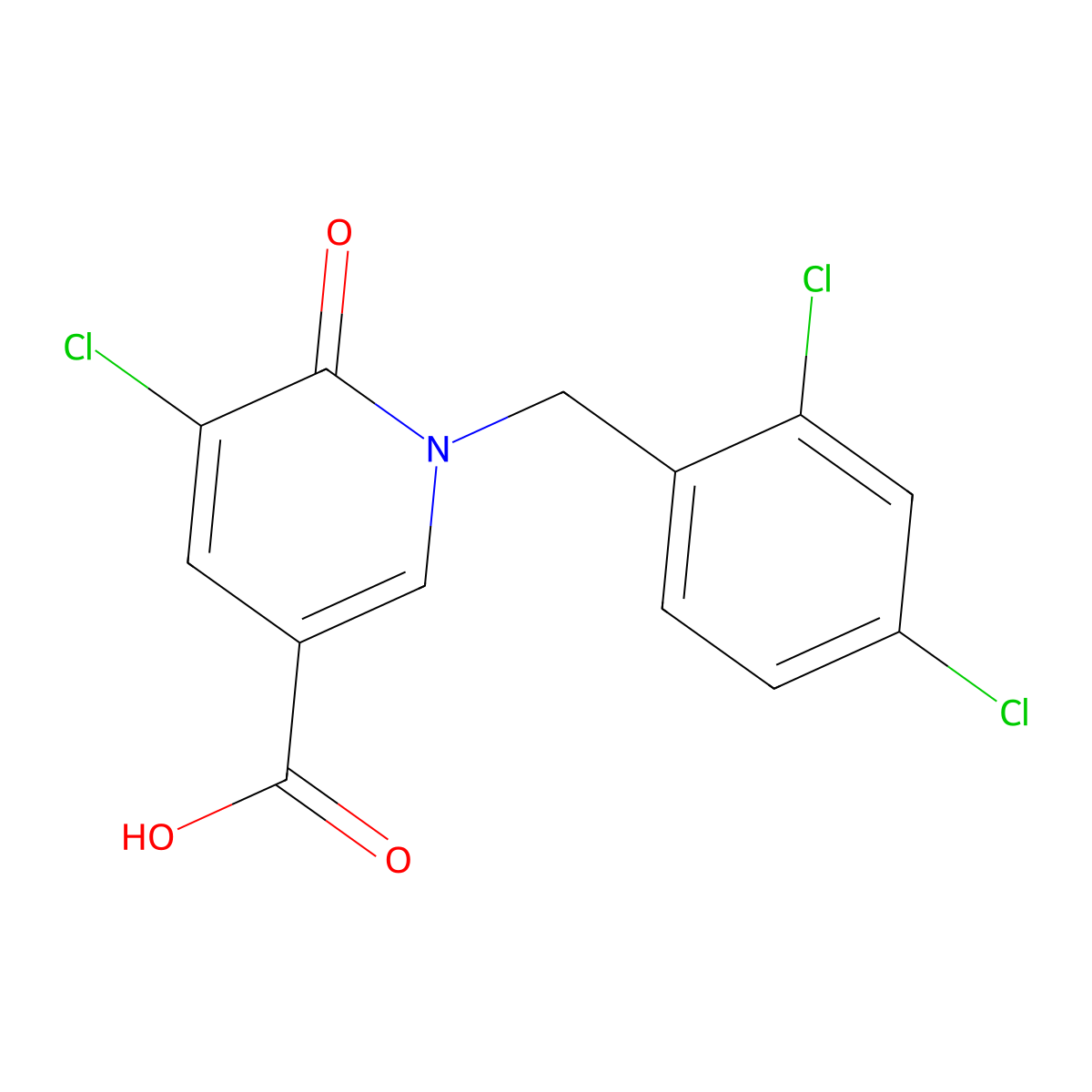 5-Chloro-1-(2,4-dichlorobenzyl)-6-oxo-1,6-dihydro-3-pyridinecarboxylic acid molecular structure, CAS 242797-47-3
