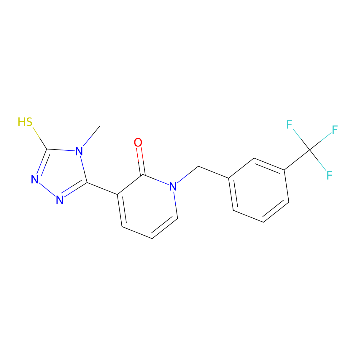 3-(4-methyl-5-sulfanyl-4H-1,2,4-triazol-3-yl)-1-[3-(trifluoromethyl)benzyl]-2(1H)-pyridinone molecular structure, CAS 242797-54-2