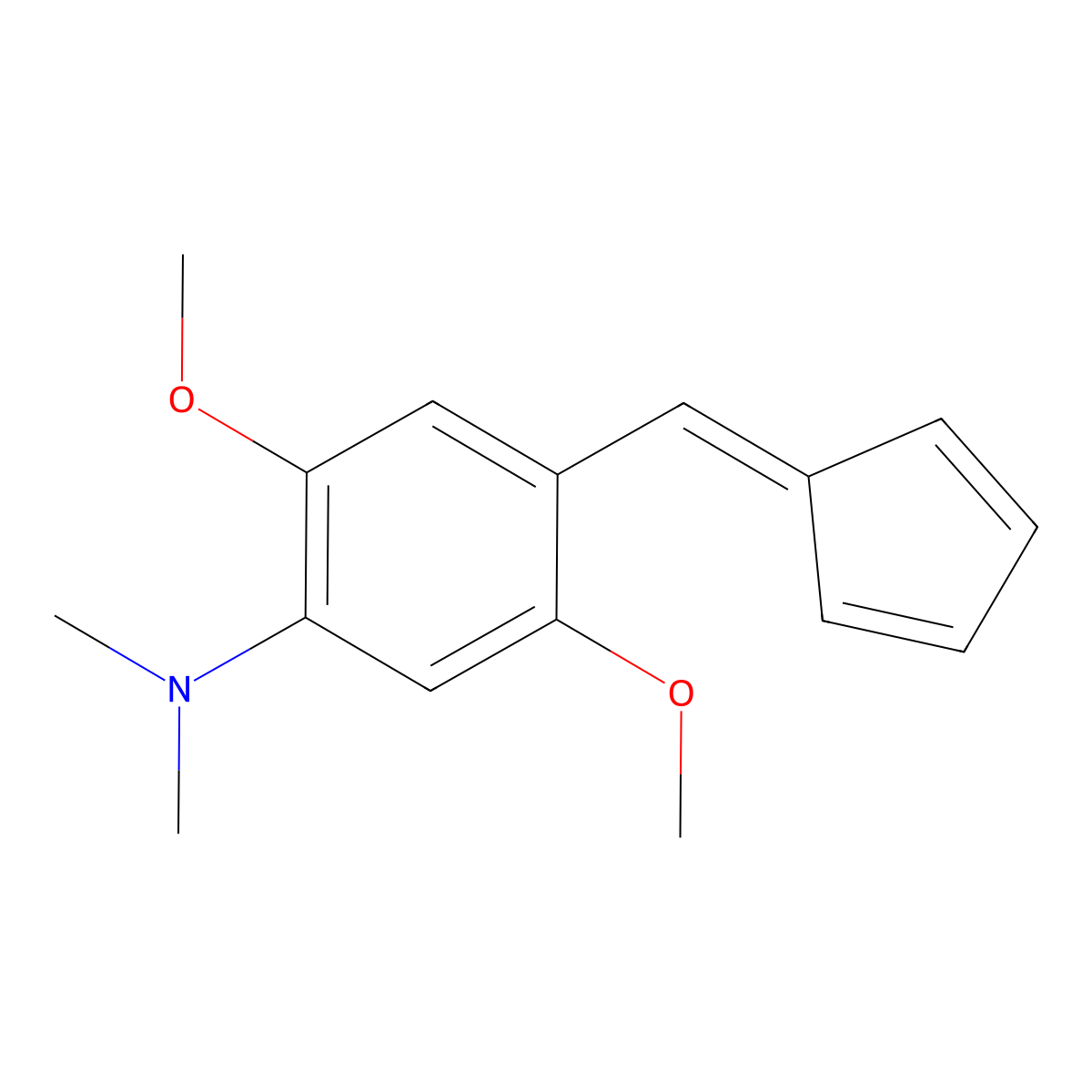 Benzenamine, 4-(2,4-cyclopentadien-1-ylidenemethyl)-2,5-dimethoxy-N,N-dimethyl- molecular structure, CAS 2428-23-1