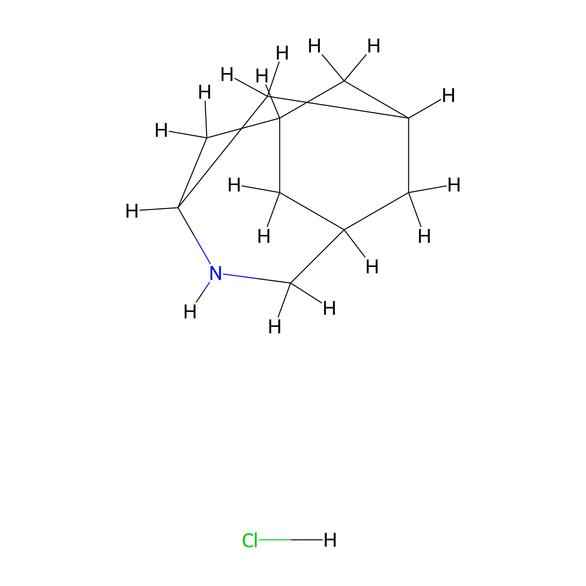 4-Azatricyclo(4.3.1.1(sup 3,8))undecane, hydrochloride molecular structure, CAS 24280-74-8