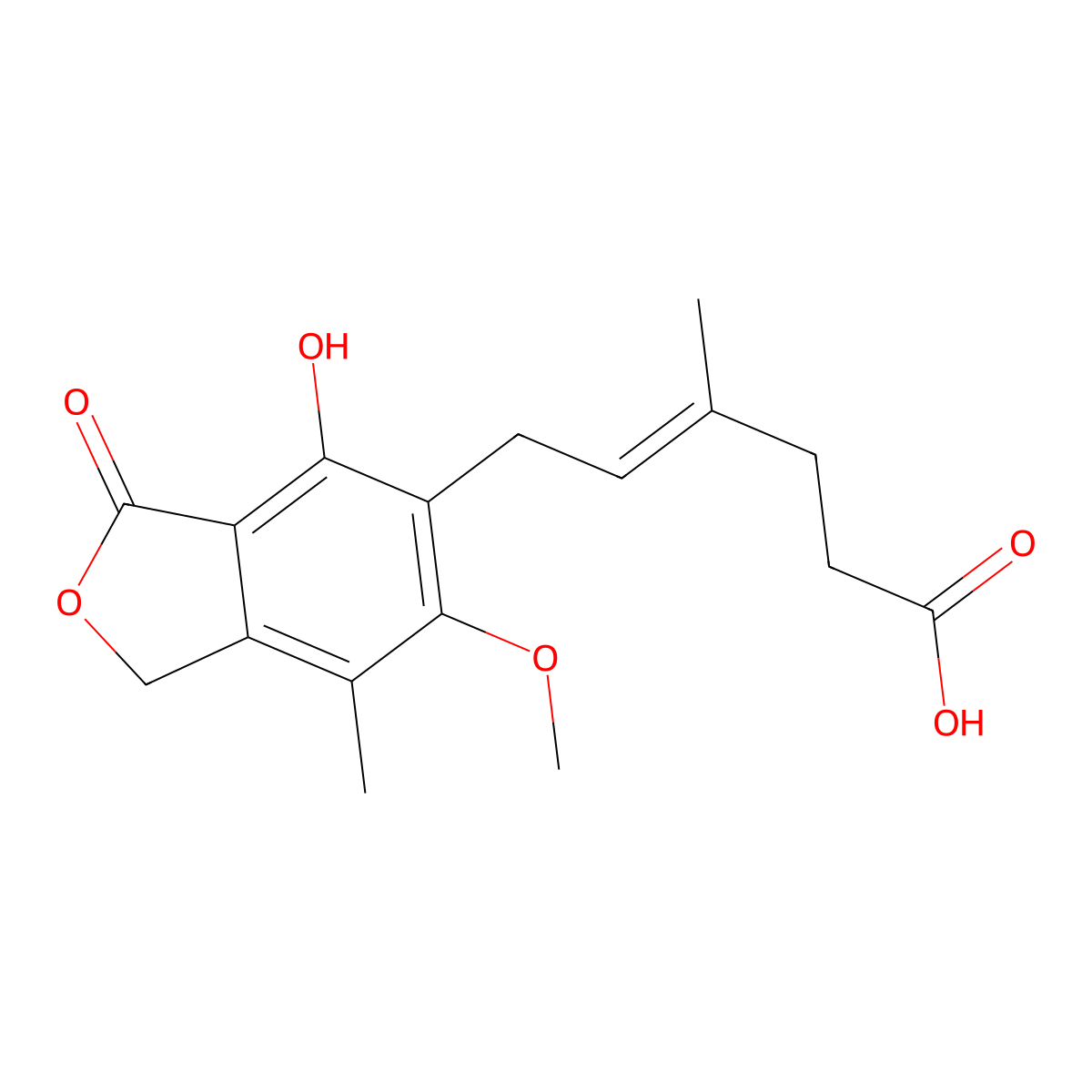 Mycophenolic Acid molecular structure, CAS 24280-93-1