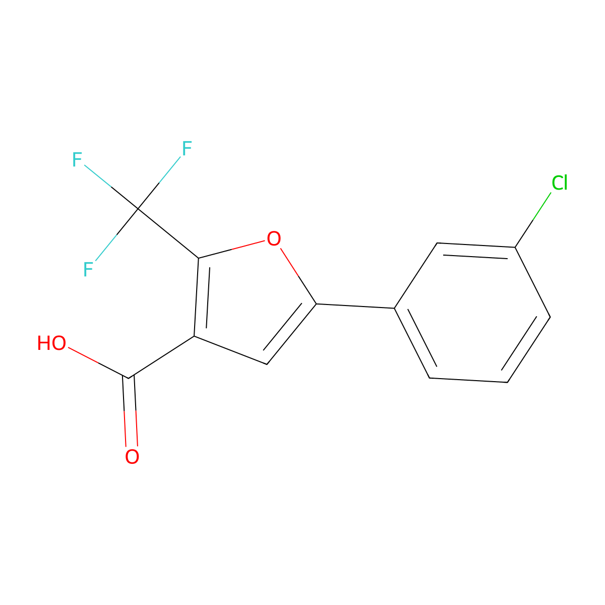 5-(3-Chlorophenyl)-2-(trifluoromethyl)furan-3-carboxylic acid molecular structure, CAS 242812-02-8