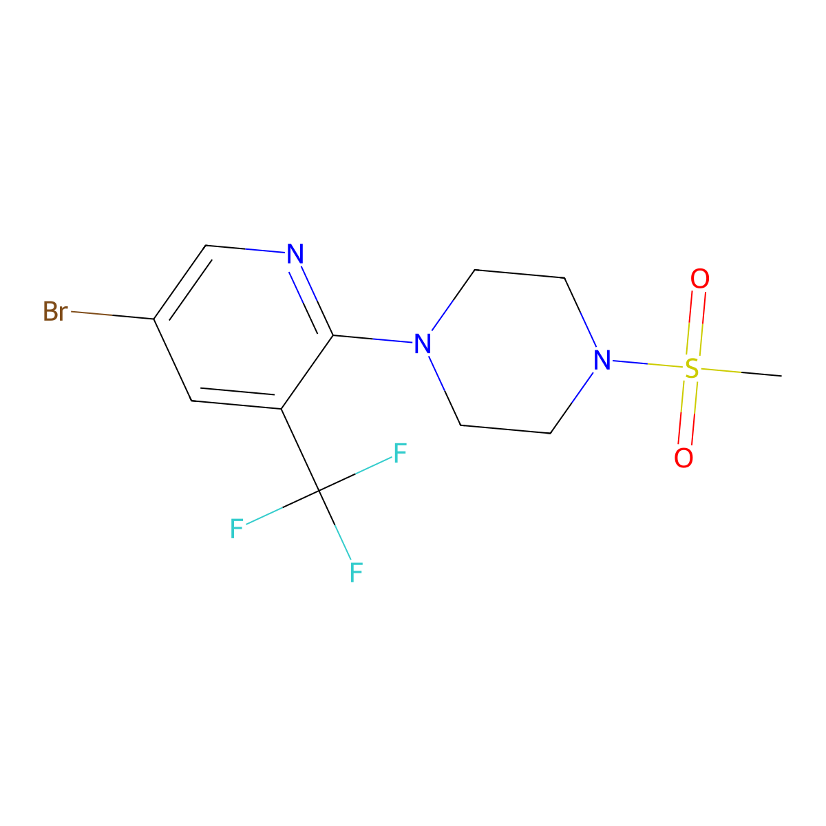 1-[5-Bromo-3-(trifluoromethyl)pyridin-2-yl]-4-methanesulfonylpiperazine molecular structure, CAS 2428148-41-6