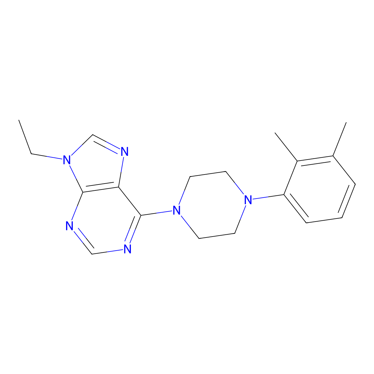 6-[4-(2,3-dimethylphenyl)piperazin-1-yl]-9-ethyl-9H-purine molecular structure, CAS 2428193-36-4
