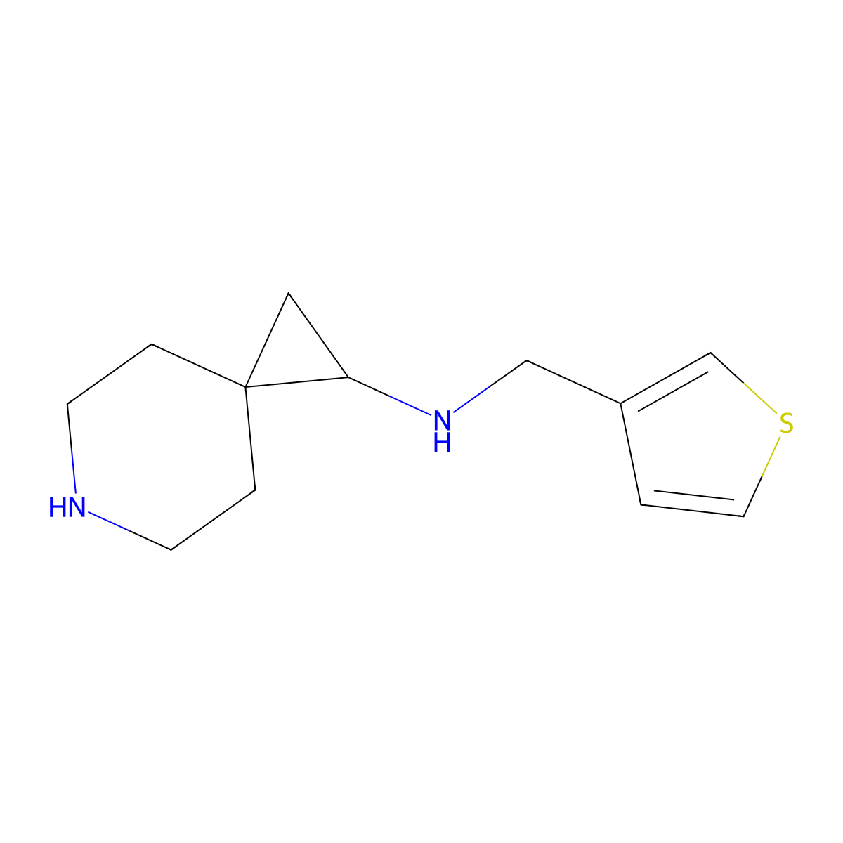 N-[(thiophen-3-yl)methyl]-6-azaspiro[2.5]octan-1-amine molecular structure, CAS 2428260-08-4