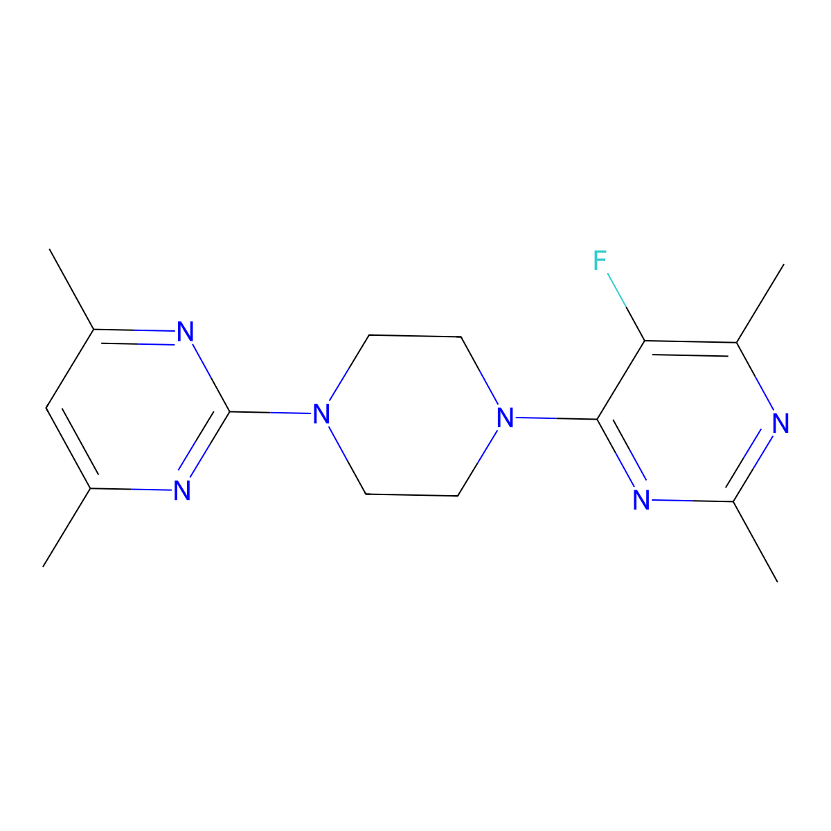 4-[4-(4,6-Dimethylpyrimidin-2-yl)piperazin-1-yl]-5-fluoro-2,6-dimethylpyrimidine molecular structure, CAS 2428286-79-5