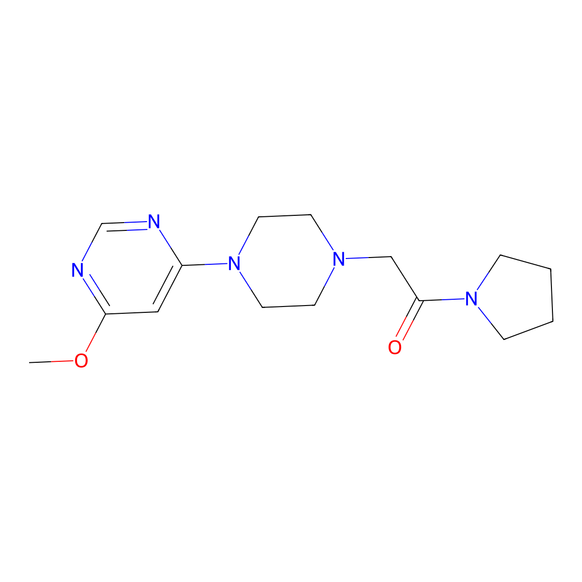 2-[4-(6-Methoxypyrimidin-4-yl)piperazin-1-yl]-1-(pyrrolidin-1-yl)ethan-1-one molecular structure, CAS 2428352-86-5