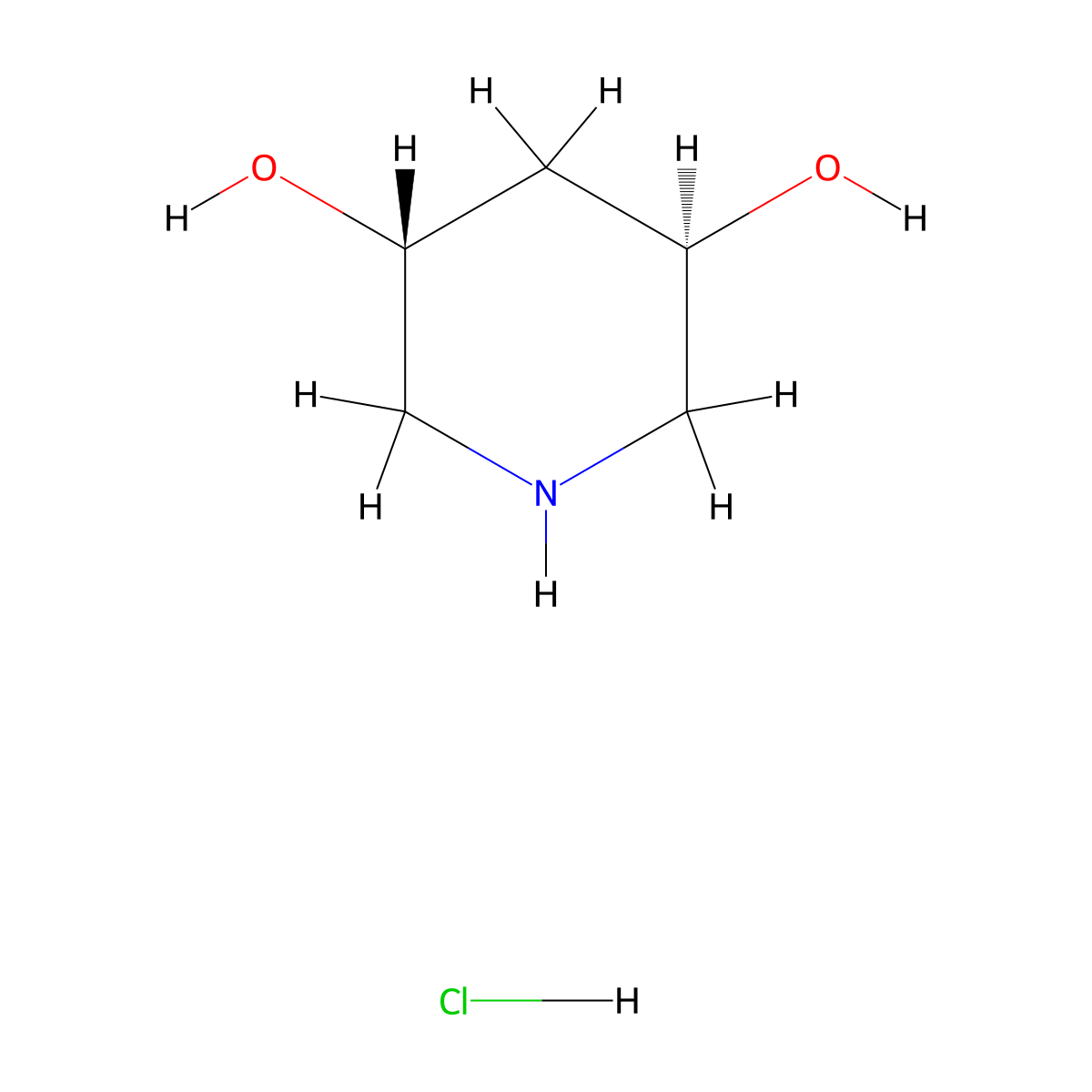(3R,5R)-piperidine-3,5-diol hydrochloride molecular structure, CAS 2428375-74-8
